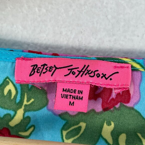 Betsey Johnson Womens Small Floral Blouse Bell Sleeves V Neck Waist Tie Top - Picture 4 of 9